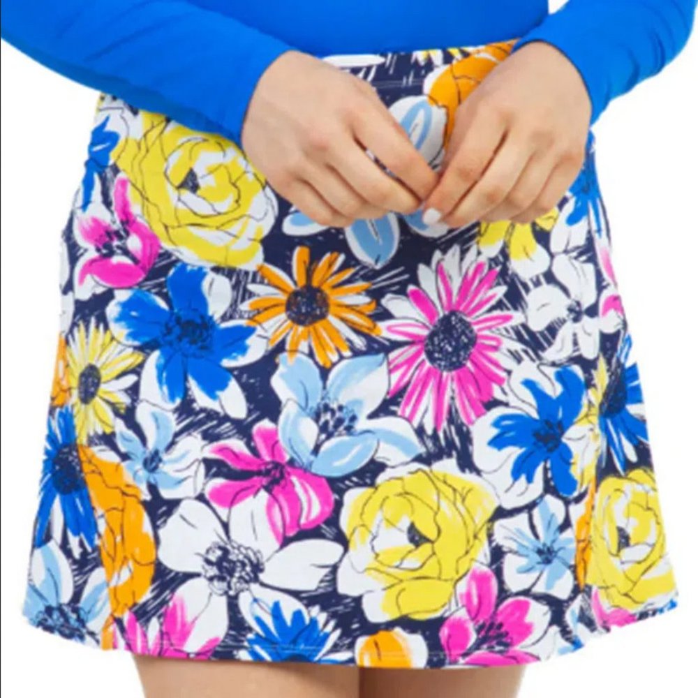 IBKUL Women's Swing Skort Orange Medeline Print NWT